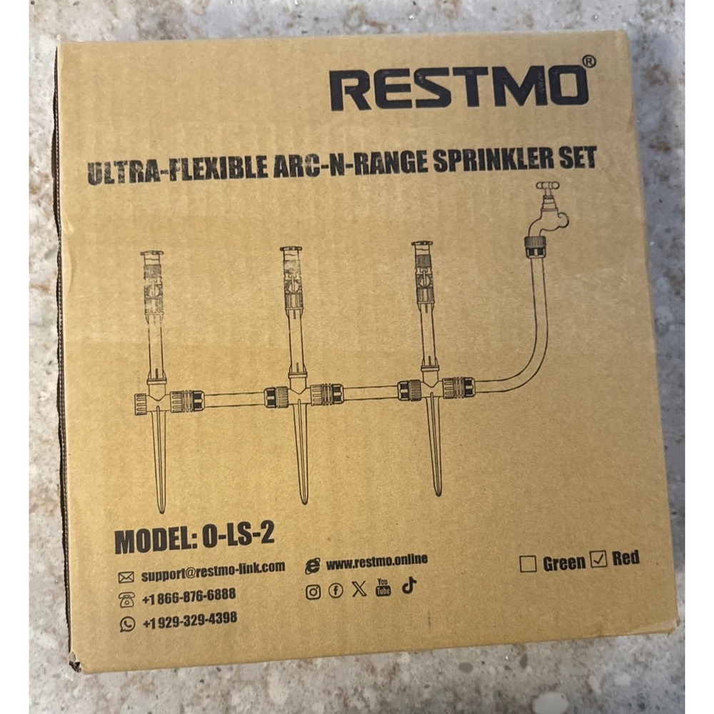 RESTMO Ultra-Flexible Arc-N-Range‎ Sprinkler Set Red O-LS-2 with 30ft Hose